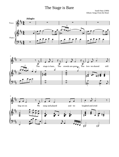 The Stage is Bare – Sandi Patty (Voice & Piano)