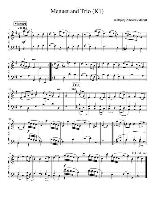 Mozart - Menuet_and_Trio_(K1)