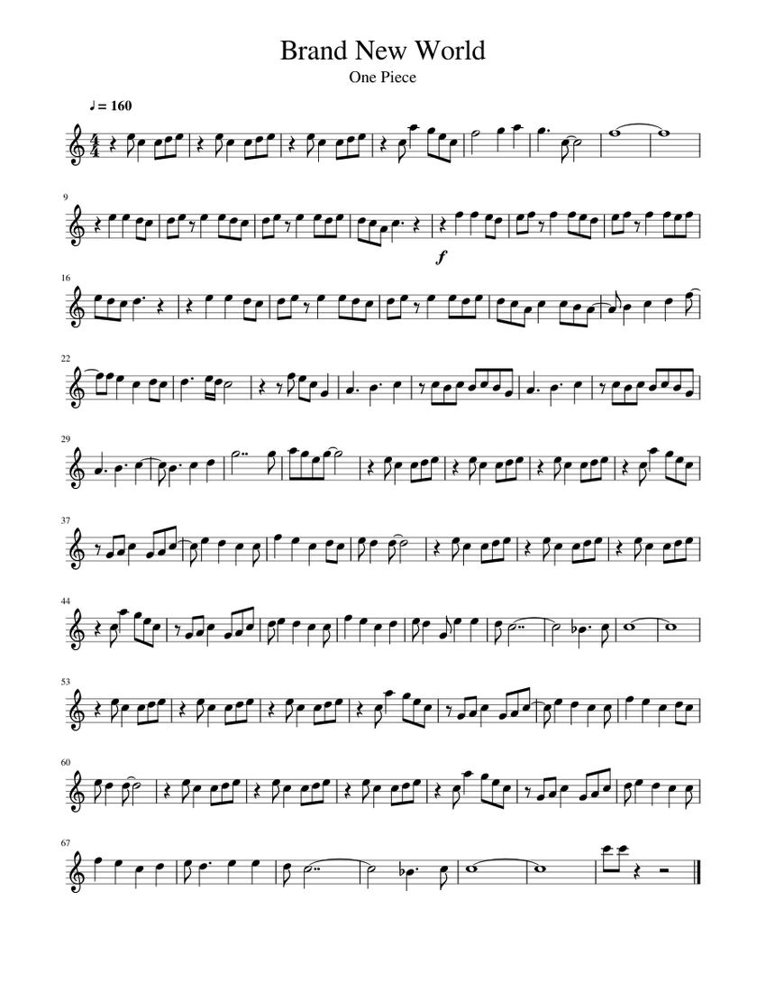 One Piece Brand New World Sheet Music For Saxophone Alto Solo Musescore Com One Piece Brand New World Sheet Music For Saxophone Alto Solo Musescore Com