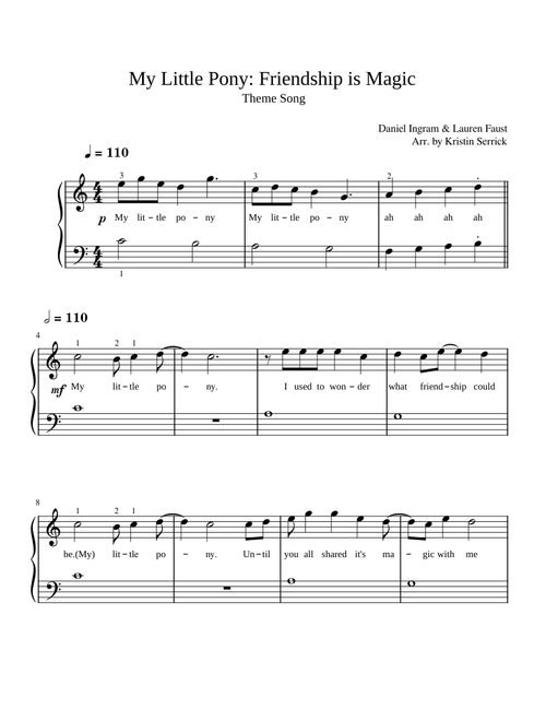 My little pony theme – Daniel Ingram (Easy Piano)