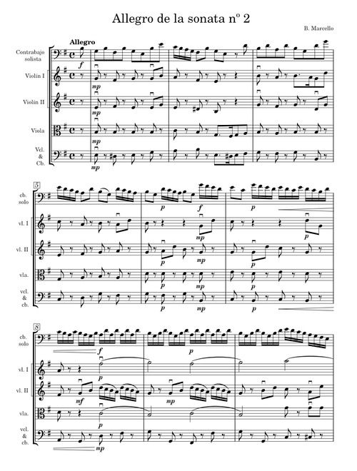 Cello sonata No 2 – Benedetto Marcello Allegro (arr. cb. solo y orq. de cuerda)