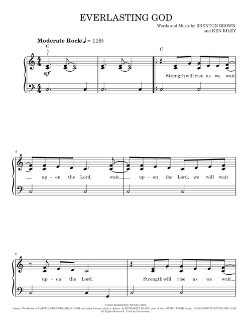Everlasting God - Brenton Brown, Chris Tomlin, Lincoln Brewster (Easy Piano)
