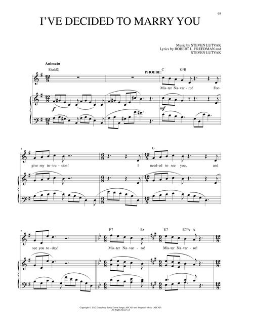 I've Decided To Marry You - Steven Lutvak, Robert L Freedman (Piano Vocal)