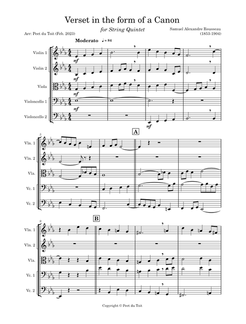 Verset in the form of a Canon – Samuel Alexandre Rousseau
