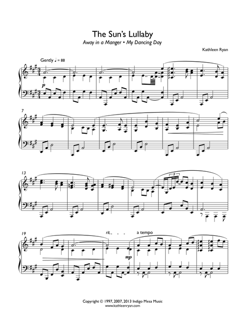 The Sun's Lullaby (Away in a Manger) (Arr. Kathleen Ryan) (Piano Solo)