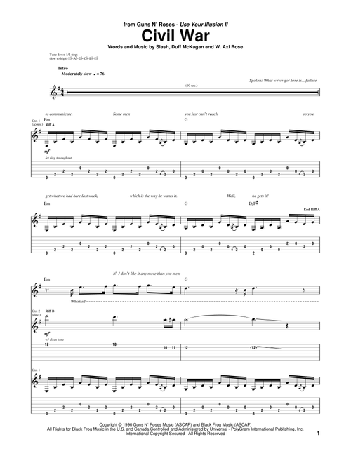 Civil War - Guns N' Roses, Slash (Guitar Tab)