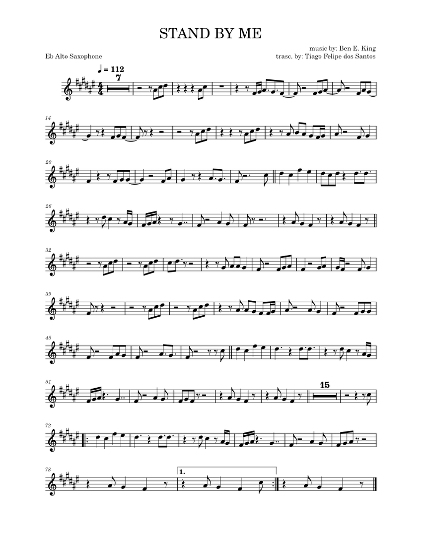 Stand by me Ben E. King Sheet music for Saxophone alto (Solo