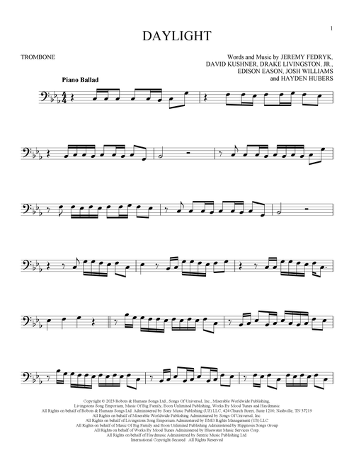 Daylight - David Kushner (Trombone Solo)