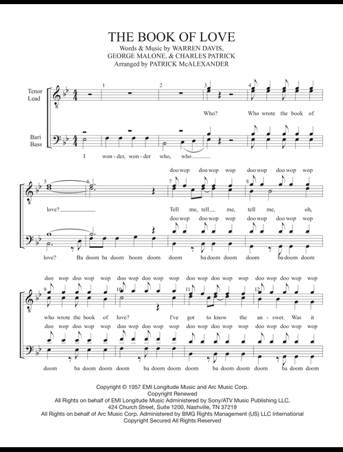 Book Of Love (Arr. Patrick McAlexander) - The Monotones (Small Ensemble)
