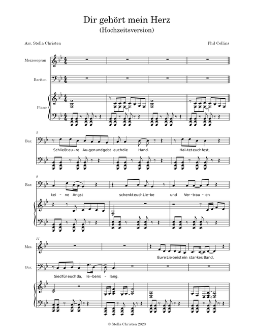 Dir gehoert mein herz – Gregor Meyle Dir gehört mein Herz (Hochzeitsversion) leichtes Duett