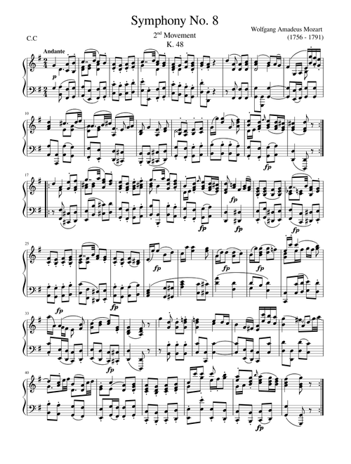 Symphony no. 8, K 48 2nd Movement – Wolfgang Amadeus Mozart