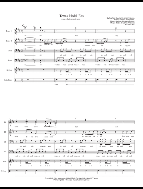 Texas Hold 'em (Arr. Rob Dietz) - Beyoncé (Choral, TTBB)