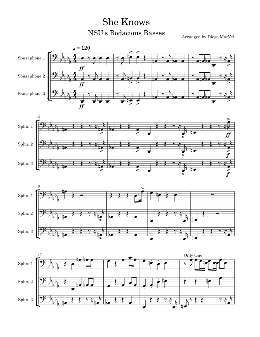 She Knows J. Cole Sheet music for Brass (other) (Brass Trio