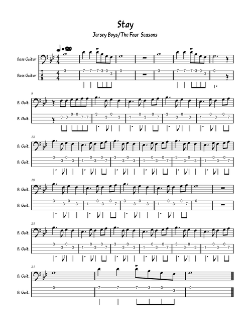 Stay –  Jersey Boys / The Four Seasons