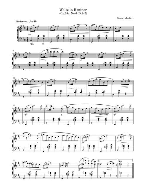 Waltz in B Minor, Op. 18 – Franz Schubert Waltz in B minor Op.18a, No.6 D,145 (M4)