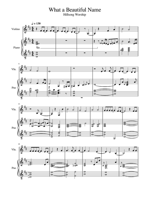 What a Beautiful Name - Arrangement for Piano & Violin