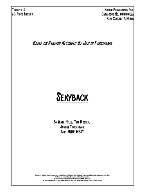 Sexyback (Arr. Mike West) - Justin Timberlake (Small Ensemble)