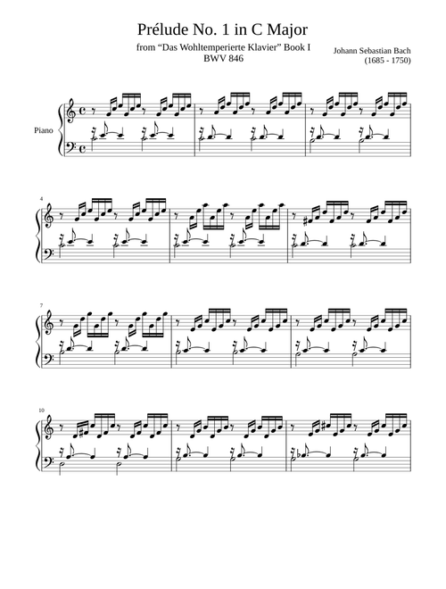 Prelude No. 1 BWV 846 in C Major