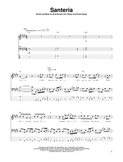 Santeria - Sublime (Bass Tab)