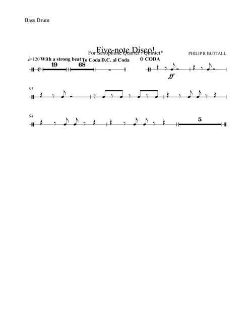 Five-note Disco! (Saxophone Quartet / Quintet) - Set of Parts [x4 / 5] - Philip R Buttall (Woodwind Ensemble)