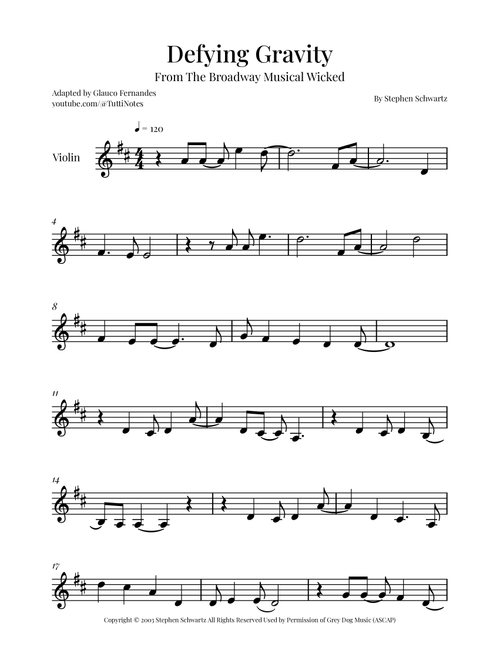 Defying Gravity (Arr. Glauco Fernandes) - Stephen Schwartz (Violin Solo)
