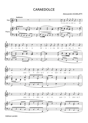 Scarlatti, Alessandro - Cara e dolce – Low Sheet music for Scarlatti, Alessandro - Cara e dolce – Low Sheet music for
