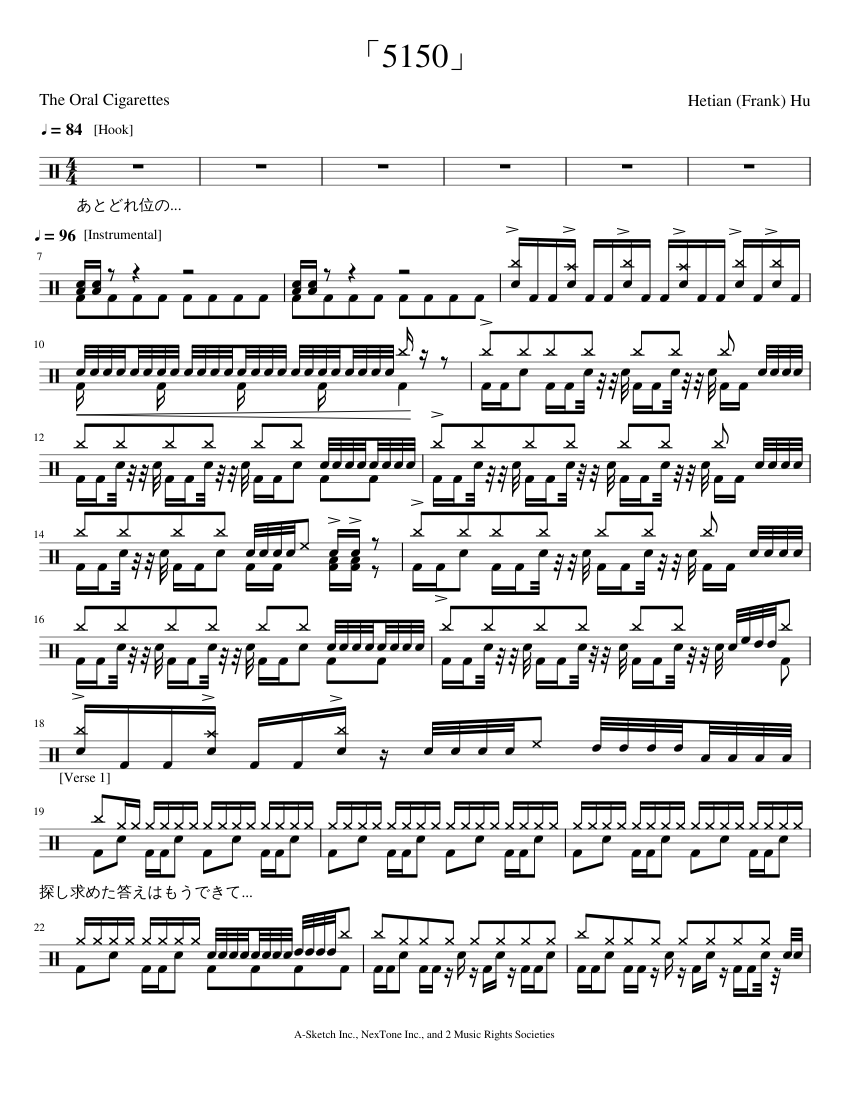 5150]- The Oral Cigarettes Sheet Music for Drum group (Solo)