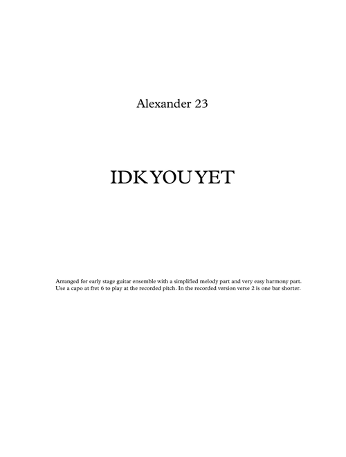Idk You Yet (Arr. Joe Niesyto) - Alexander 23 (Solo Guitar)