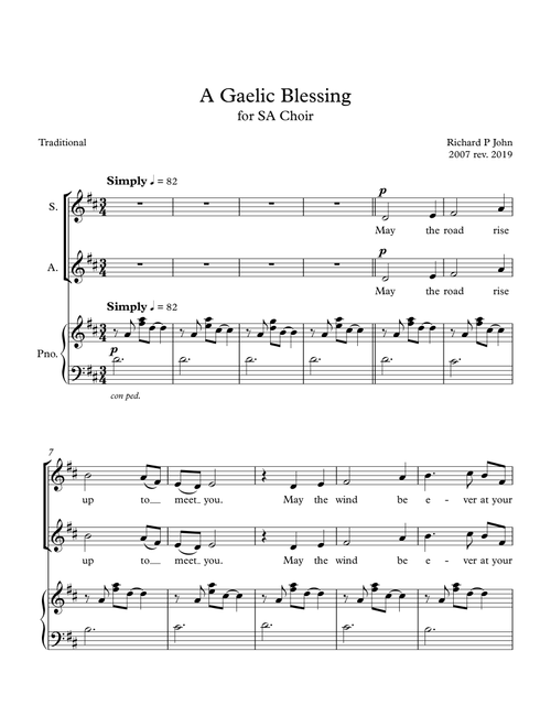 A Gaelic Blessing - Richard P John (Choral, SATB)