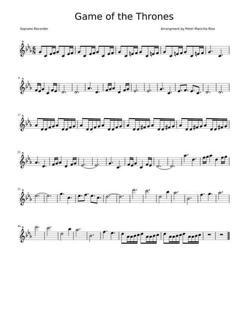 Game Of Thrones Soprano Recorder