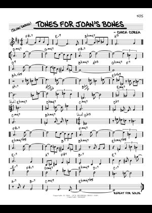 Tones for Joan's Bones - Chick Corea Sheet Music for Piano (Solo