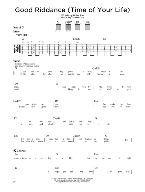 Good Riddance (Time Of Your Life) - Green Day (Guitar Lead Sheet)