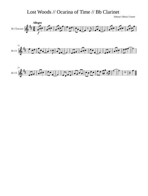 Lost Woods // Ocarina of Time // Bb Clarinet
