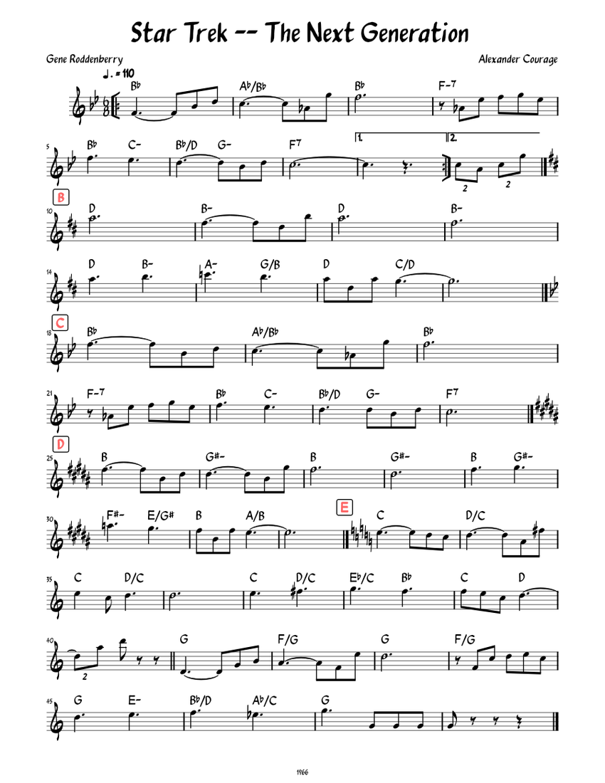 Star Trek -- The Next Generation (Lead Sheet) Sheet Music with