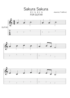 Sakura 4 part ensemble score Sheet music for Guitar (String Sakura 4 part ensemble score Sheet music for Guitar (String