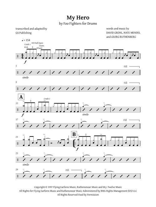My Hero (Arr. GS Publishing) - Foo Fighters (Drums)