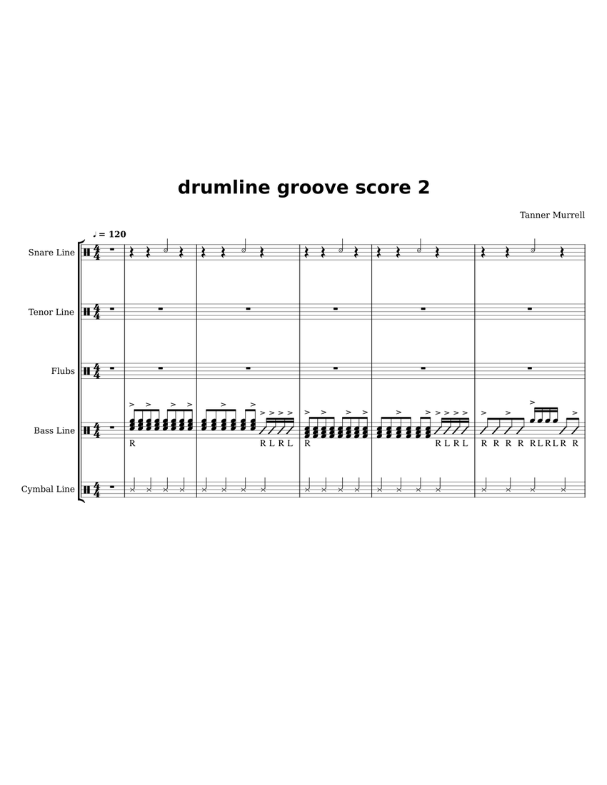 drumline_groove_score_2 Sheet music for Snare drum, Crash, Tenor drum