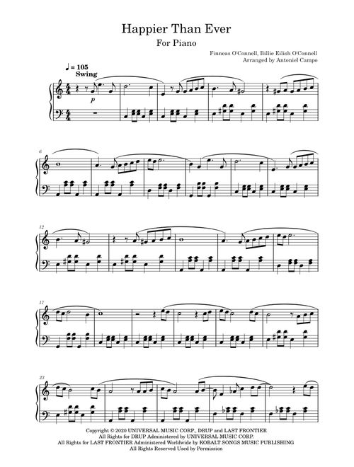 Happier Than Ever - Piano