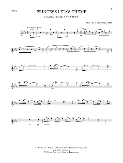 Princess Leia's Theme (from Star Wars: A New Hope) - John Williams (Flute Solo)
