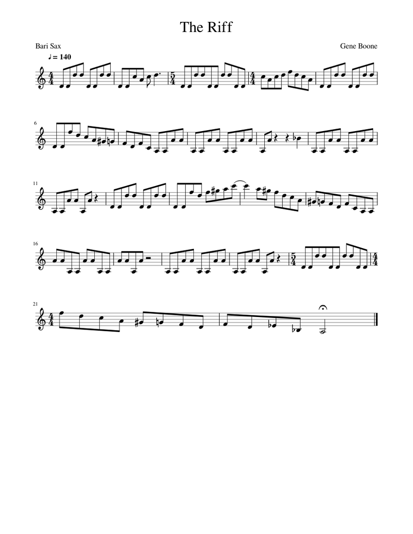 The Riff Sheet music for Saxophone baritone (Solo)