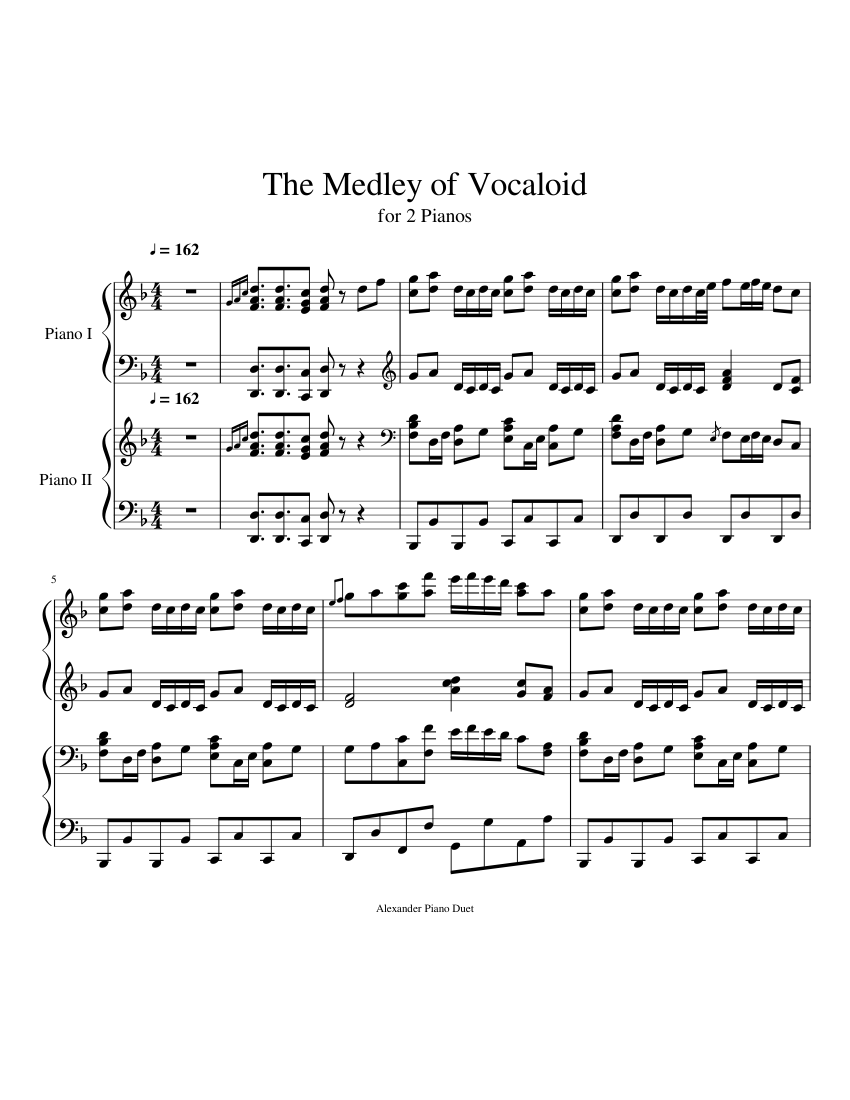 The Medley of Vocaloid Sheet Music for Piano (Alto Sax Piano