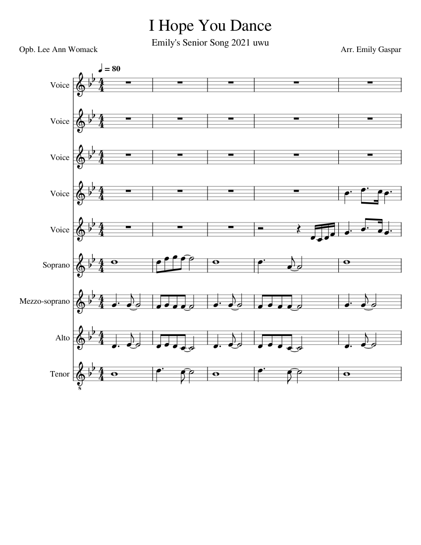 I hope you dance – Lee Ann Womack Sheet Music for Soprano, Alto, Tenor ...