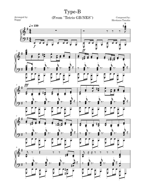 Type-B/Theme B (From ''Tetris'' for the Game Boy/NES) Impossible Piano - Hirokazu Tanaka