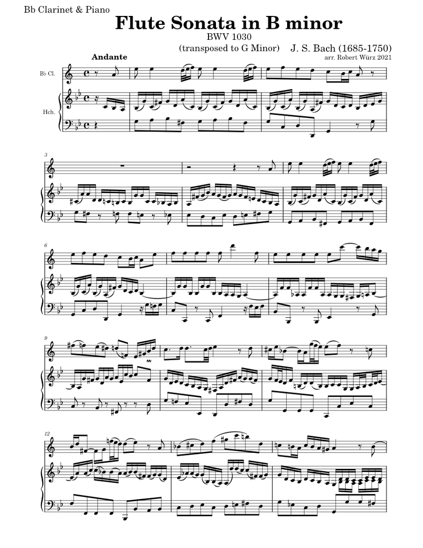 Flute Sonata in B minor, BWV 1030 Johann Sebastian Bach
