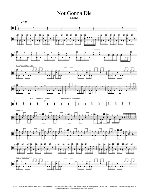 Not Gonna Die (Arr. Cyril Mayer) - Skillet (Drums)