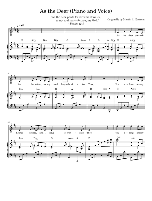 As the Deer - Piano and Voice