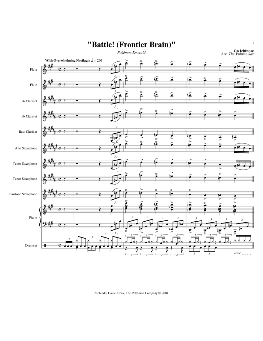 Battle! (Frontier Brain) Woodwind Ensemble Sheet music for Piano, Flute