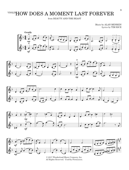How Does A Moment Last Forever (from Beauty And The Beast) - Celine Dion (Violin Duet)