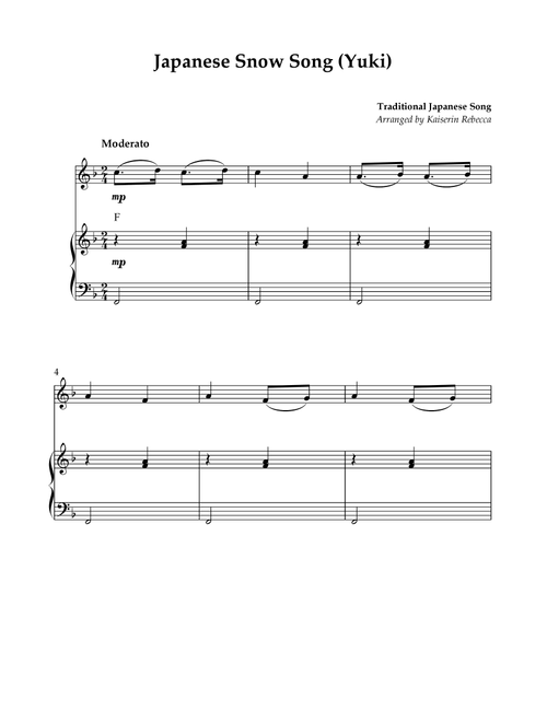 Japanese Snow Song (Yuki) (Arr. Kaiserin Rebecca) - Traditional Japanese Folk Song (Oboe and Piano)