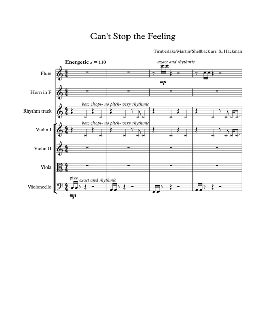 Can't Stop The Feeling  from TROLLS (Arr. Steve Hackman, Stereo Hideout http://www.stereohideout.com) - Justin Timberlake (Small Ensemble)